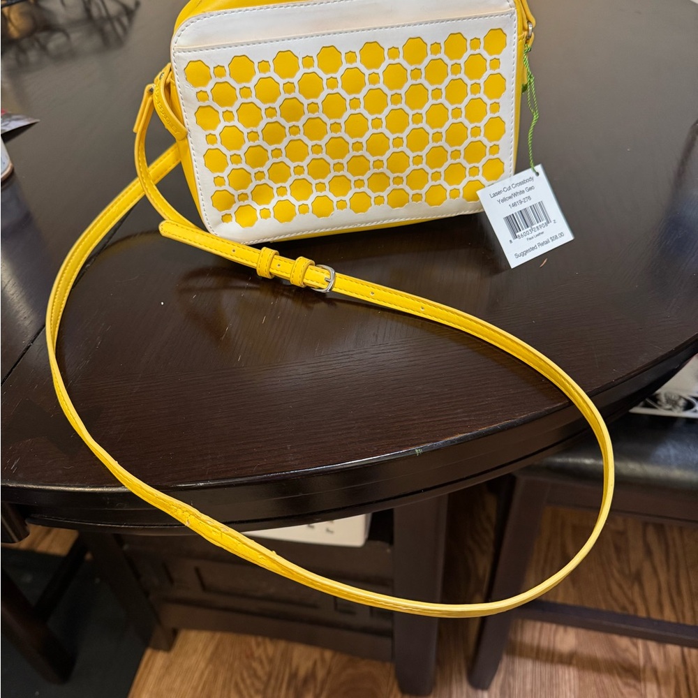 Vera Bradley laser cut Yellow/White  Crossbody Bag in geo $40 OBO